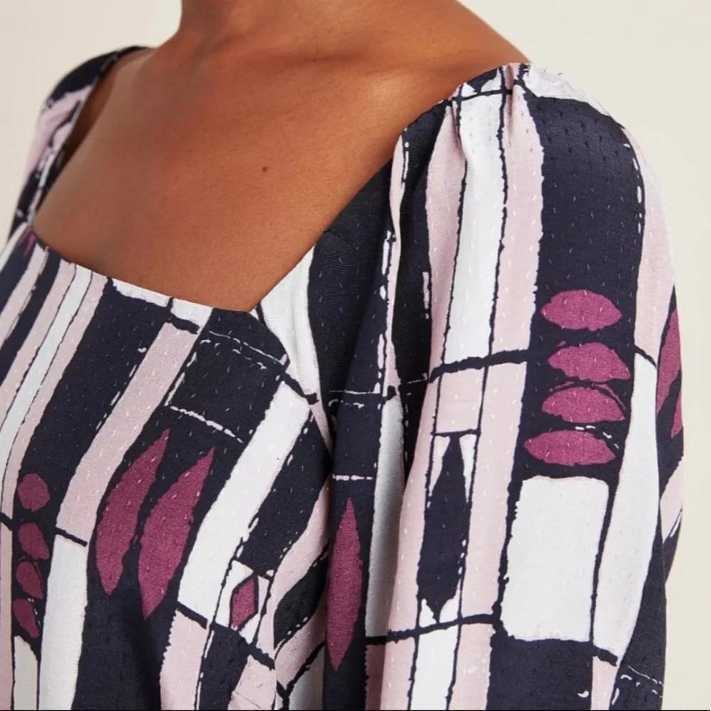 Anthropologie The Odells abstract print elastic waist women’s Size Small